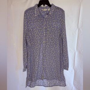 Caffé Marrakesh Blue Daisy Button-Front Tunic – 1X